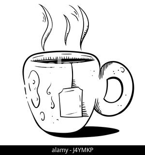 Heißes Getränk mit Teebeutel Stock Vektor