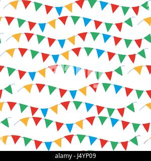 Kinder, Karneval Musterdesign mit Girlanden, Girlanden. Hellen festlichen Hintergrund, Textur mit Bändern. Vektor-Illustration. Stock Vektor