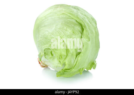 Eisberg Kopf Salat Gemüse auf weißem Hintergrund Stockfoto