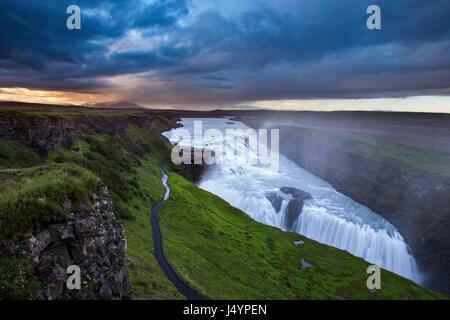 Gullfoss Wasserfall auf der Golden Circle Route in Süd-west Island Stockfoto