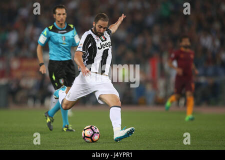 14.05.2017. Stadio Olimpico, Rom, Italien. Serie A Fußball. AS Rom gegen Juventus Turin. Higuain in Aktion während des Spiels. Stockfoto