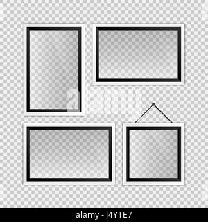 Vektor-Illustration realistisch leer Schwarzweißfoto Rahmen Vorlage auf transparenten Hintergrund für Ihr design Stock Vektor