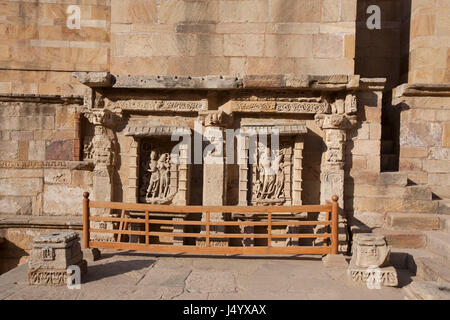 Skulpturen auf Rani Ki Vav, Patan, Gujarat, Indien, Asien Stockfoto