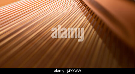 Grand Piano strings, Stahldraht Kern gewickelt mit Kupferdraht. Stockfoto