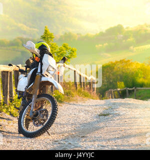 Motocross Motorrad Sonnenuntergang Stockfoto