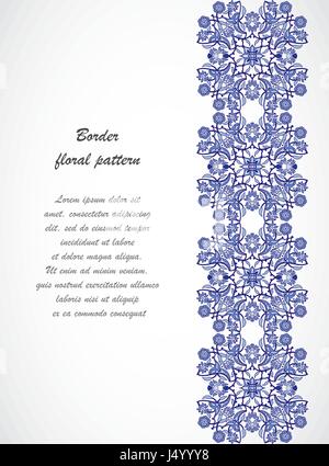 Arabesque Vintage nahtlose Grenze Blumenschmuck Printdesign Vorlage Vektor. Östlichen Stilmuster. Dekorative Abbildung Einladung, Gruß Stock Vektor