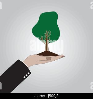 Hand mit Baumsymbol. Sie können für Natur Pflege Logo, Logo Ökologie und Gesundheit-Logo verwenden. Vector Illustration Eps 10 Stock Vektor