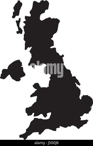flaches Design Großbritannien Karte Silhouette Symbol Vektor-illustration Stock Vektor