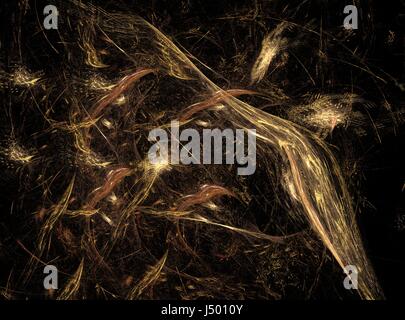 3D-Rendering mit gelb und gold Abstract mit einem Fraktal-Muster Stockfoto