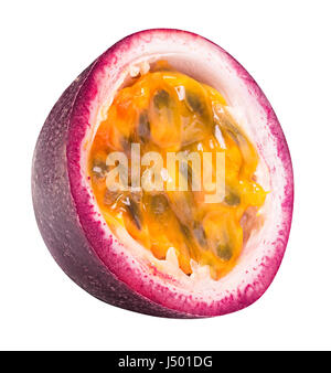 Passionsfrucht, Maracuja, Granadilla isoliert mit Beschneidungspfad Stockfoto