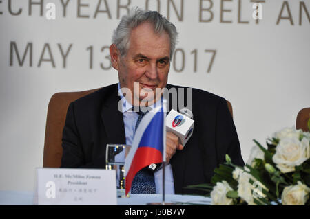 Peking, China. 13. Mai 2017. Präsident der Tschechischen Republik Milos Zeman an der Rezeption der Tschechischen Botschaft in Peking, China, 13. Mai 2017. Bildnachweis: Karel Capek/CTK Foto/Alamy Live-Nachrichten Stockfoto