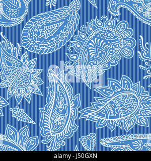 Abbildung blau paisley, nahtlose Muster Stockfoto