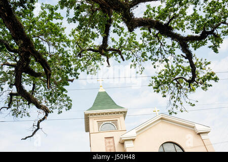 Alabama Mobile County, Bay waterou la Batre, St. Marg, Straße, aret katholische Kirche, Fischerdorf, französische Siedlung, Religion, Segen der Flotte, Tradition, f Stockfoto