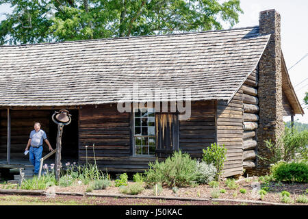 Troy Alabama, Pioneer Museum der Geschichte Alabamas, regional, Bildung, Vergangenheit, südliches Leben, nachgeburtenes Dorf, Artefakte, Blockhaus Häuser Heim Häuser Residenz Stockfoto