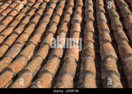 Alte Keramik-Keramik Terrakotta Dachziegel auf Landhaus auf Gran Canaria, Kanarische Inseln, Spanien Stockfoto