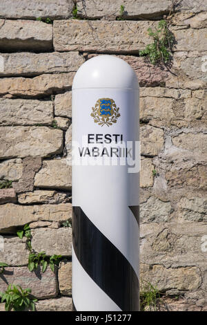 Estnische Grenzposten an der Grenze zu Russland Stockfoto