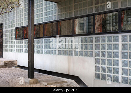 Detail der Außenfassade, Maison de Verre (House of Glass), Paris, Frankreich Stockfoto