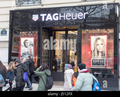 Tag Heuer Luxus Uhren Shop, Champs-Elysées, Paris, Frankreich. Stockfoto