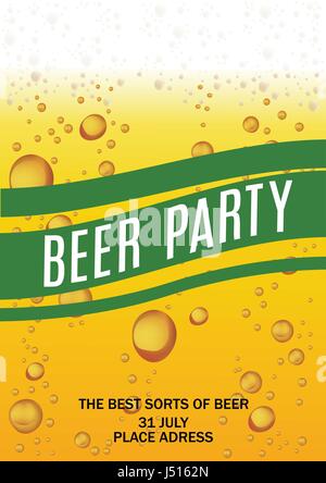 Flyer mit Bier Tropfen für Bier Party, Einladung, Poster, Business Card Vektor-Illustration Stock Vektor