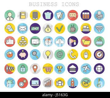 Wirtschaft und Finanzen Linie große Icons Set. Stock Vektor
