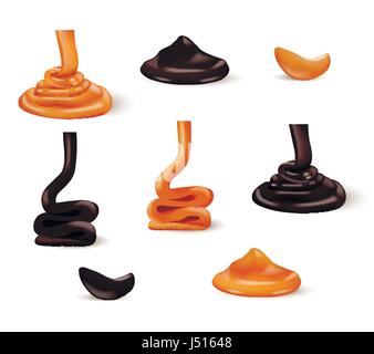 Flüssiges Karamell und Schokolade Stock Vektor