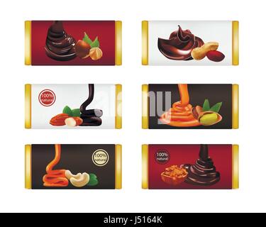 Schokoriegel, isoliert auf weiss. Vektor-Illustration Stock Vektor