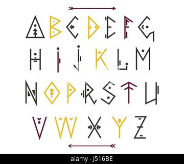 Ethnische Schriftart. Vektor-Alphabet. EPS-10 Stock Vektor