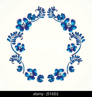 Alte traditionelle Gzel Ornament. Dekorative blaue Blumenkranz. Stock Vektor