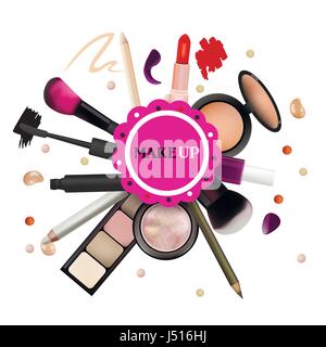 Beauty Design für Salon, Kurse, Make-up-Artists. Kosmetische Produkte, Profi Make Up Stock Vektor