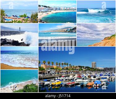 Collage von Reise-Bilder aus dem Urlaub am Strand und Meer. Stockfoto