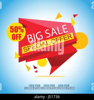 Verkauf-Banner-Design. Verkauf Vector Tag für Werbebroschüre, Plakat, Werbung, Banner, Flyer, Rabatt einkaufen. Stock Vektor