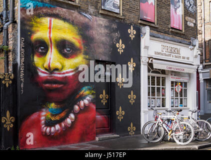 Streetart von Dale Grimshaw in der Brick Lane, London Stockfoto