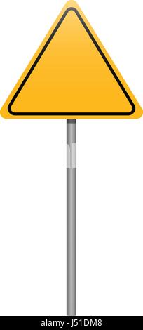 Gelbes Dreieck Straßenschild auf stick Stock Vektor