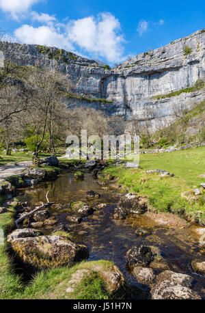 Malham Beck neben dem Fußweg zum Malham Cove, Malham, Malhamdale, Yorkshire Dales National Park, North Yorkshire, England, UK. Stockfoto