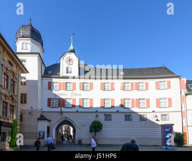 City gate, Mittertor, Rosenheim, Oberbayern, Oberbayern, Bayern, Bayern, Deutschland Stockfoto