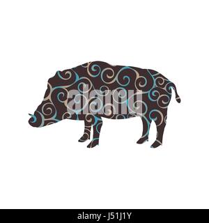 Wildschwein Wildtiere Farbe Silhouette Tier Stock Vektor