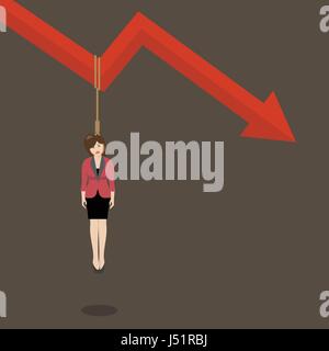 Business-Frau hängen sich in einem Diagramm. Business-Konzept Stock Vektor