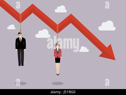 Geschäftsleute herunterhängen in einem Diagramm. Business-Konzept Stock Vektor