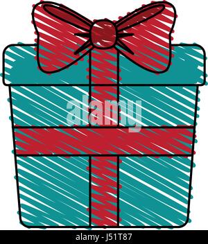 Farbe Kreide Streifen Bild Geschenkbox mit Bogen Packpapier Stock Vektor