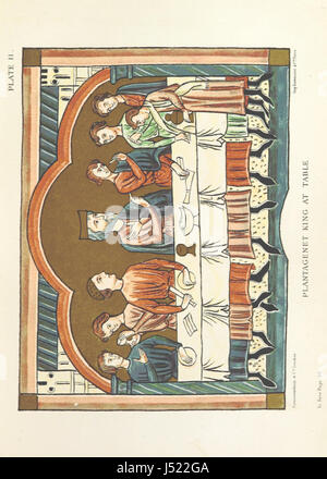 Dieses Bild aus dem Buch „Hofleben unter den Plantagenets“ gibt einen Einblick in das Hofleben während der Regierungszeit Heinrichs II. Das Buch bietet Einblicke in die täglichen Aktivitäten, die Politik und die Kultur am englischen Königshof, unterstützt durch Illustrationen und farbige Platten. Stockfoto