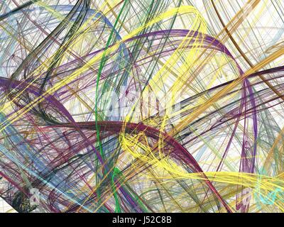 Abstrakte Fraktal mit bunten schneidenden geschwungenen Linien auf weißem Hintergrund Stockfoto