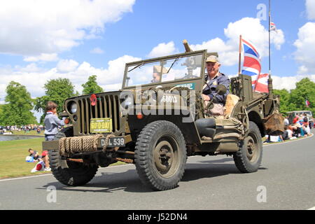 US Army Willys MB Jeep (1944). Chestnut Sunday, 14. Mai 2017. Bushy Park, Hampton Court, London, England, Großbritannien, Großbritannien, Großbritannien, Europa. Stockfoto