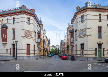 4 Jahreszeiten Gebäude in Zurenborg - Jugendstil-Architektur, Berchem, Antwerpen, Belgien Stockfoto