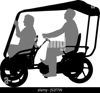 Silhouette der beiden Athleten auf Tandem-Fahrrad auf weißem Hintergrund Stock Vektor