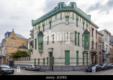 4 Jahreszeiten Gebäude in Zurenborg - Jugendstil-Architektur, Berchem, Antwerpen, Belgien Stockfoto