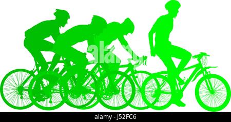 Silhouetten der Rennfahrer auf dem Fahrrad, kämpfen auf der Ziellinie Stock Vektor