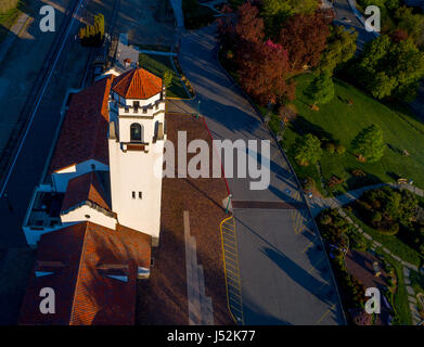 Zug-Depot in Boise, Idaho in den frühen Morgenstunden mit Frühjahr Bäume Stockfoto