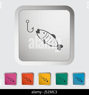 Angeln. Einzelnes Symbol. Vektor-Illustration. Stock Vektor