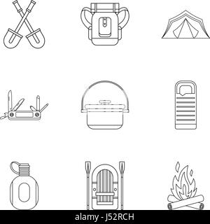 Wald-Symbole-Set, Umriss-Stil Stock Vektor
