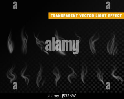 Rauch-Effekt realistischer isoliert. Transparenten Hintergrund-Vektor-Illustration. Stock Vektor